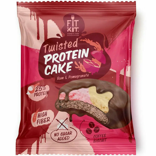 Fit Kit, TWISTED Protein Cake, 70г (Ром-Гранат) подарочный набор best fit 8шт по 70г ассорти fit kit twisted protein cake