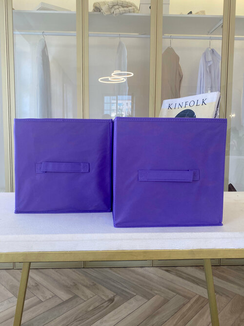 Homy Mood / Коробка раскладная универсальная для хранения вещей 2шт/ Кофр фиолетовый / Контейнер для хранения 28*28*28 см