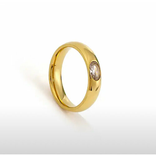 фото Кольцо minimalism, циркон, размер 17, белый, золотой sorona jewelry
