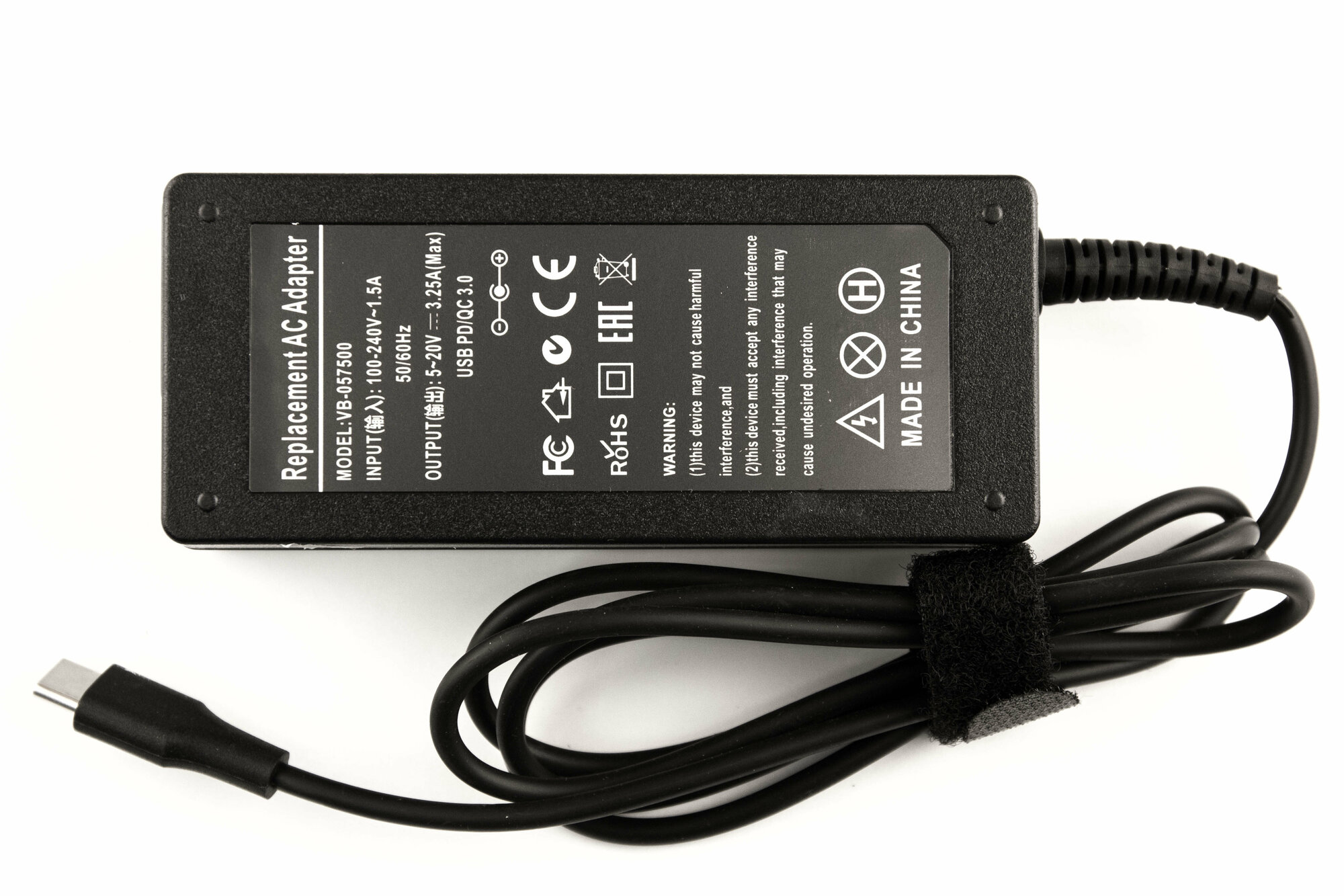 Блок питания для ноутбука 20V 3.25A (Type C) 65W OEM+