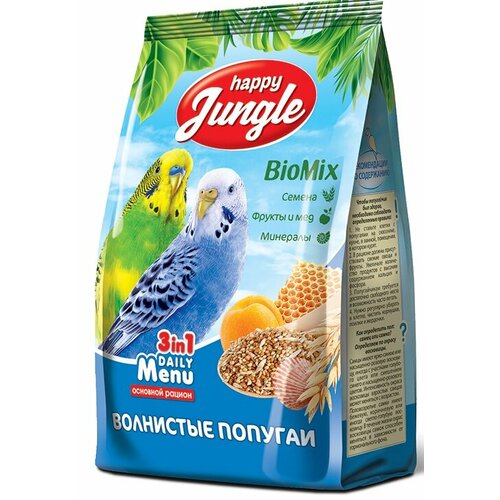 Happy Jungle Корм для волнистых попугаев 500г*14
