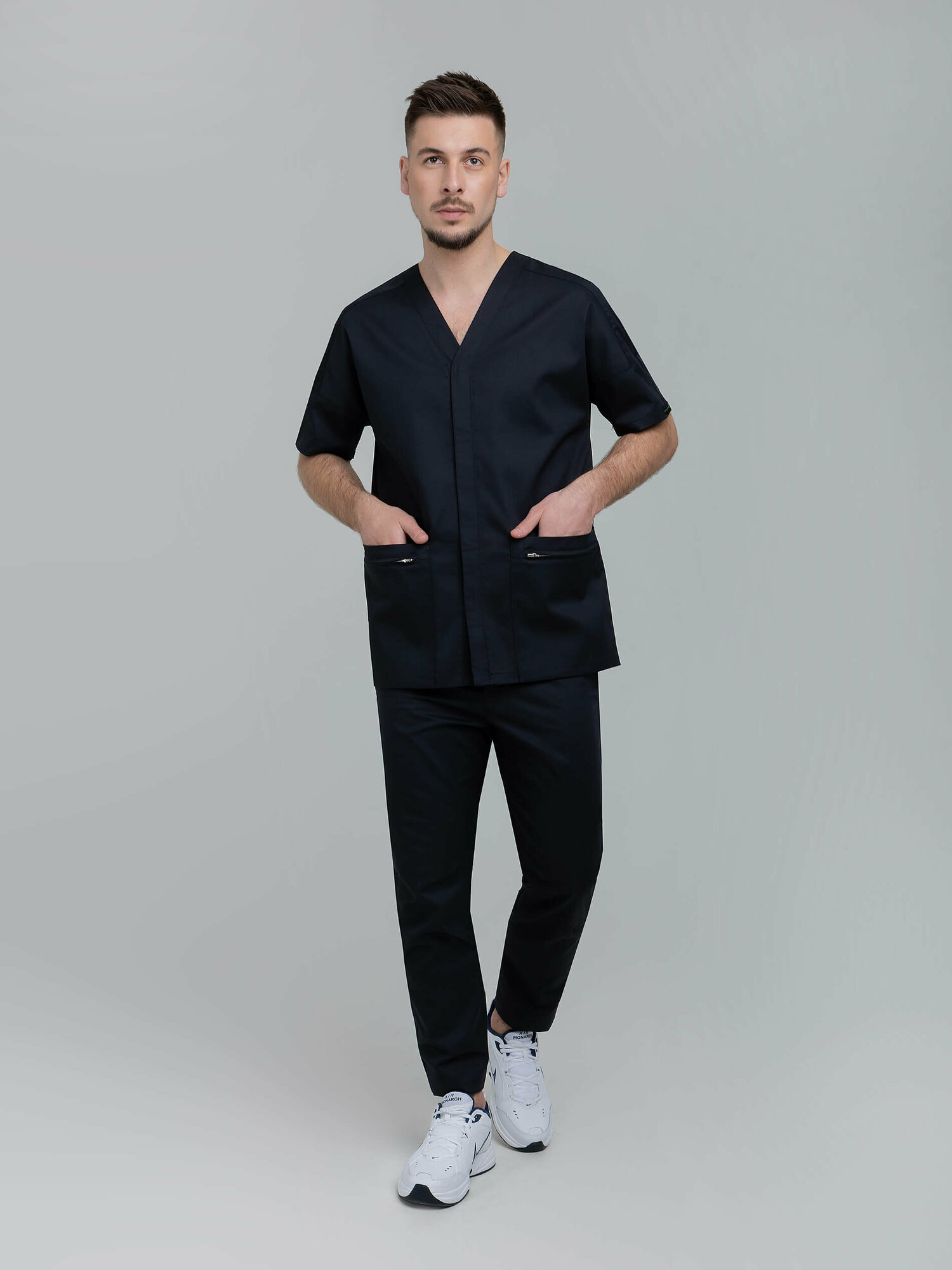 Блуза медицинская мужская Cameo 8-1435[k], цвет Черный уголь, размер 56, рост 176
