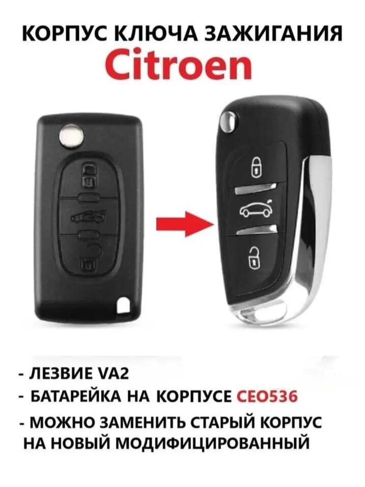 Корпус выкидного ключа зажигания для Ситроен / Citroen C4 C2