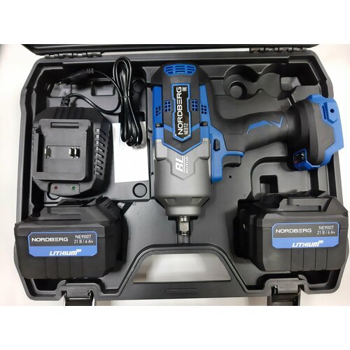 Гайковерт аккумуляторный ударный 12 для автосервиса 1700 НМ 21 В NORDBERG в комплекте с двумя аккумуляторами и зарядным устройством 5761200₽