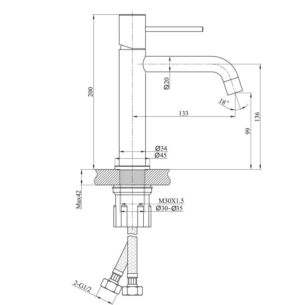 Смеситель для раковины Raiber Graceful RPB-001 - фото №8