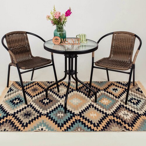 Изображение товара Набор мебели MyHome, металл, плетеный, ротанг, 2 кресла, круглый стол, для 2 человек