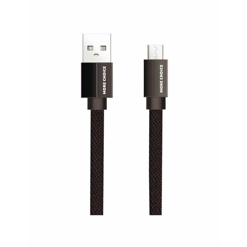 Дата-кабель More choice USB 2.1A для micro плоский USB K20m нейлон 1м (Black)