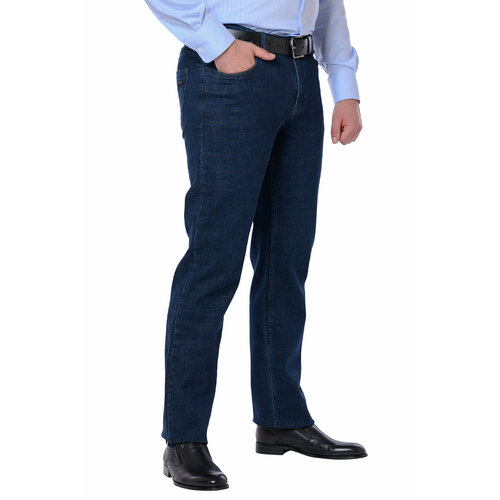 Джинсы , свободный силуэт, размер 30/34, синий