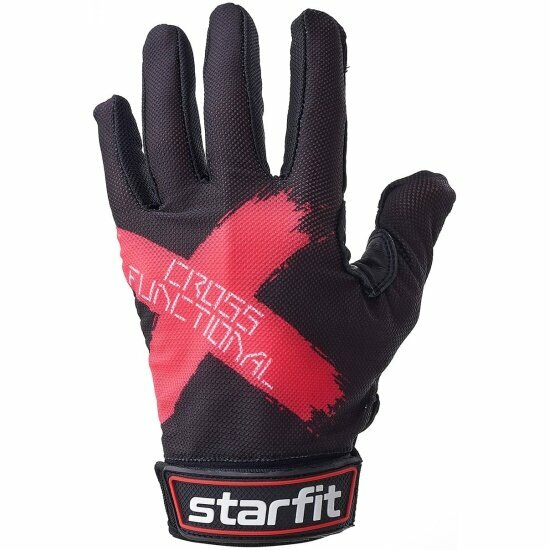 Перчатки для фитнеса Starfit WG-104, с пальцами, черный/красный, размер L