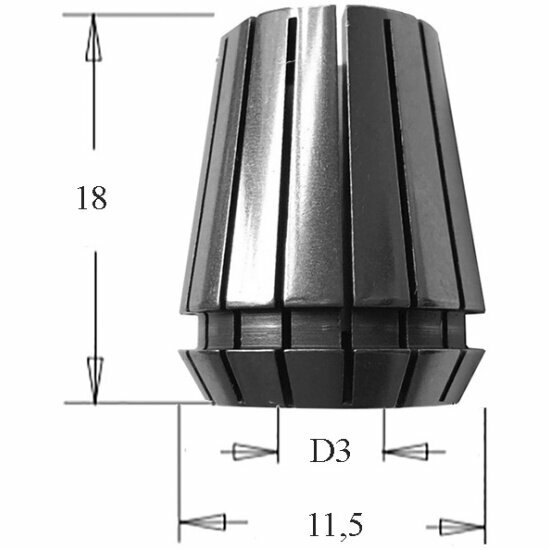 Цанга высокоточная Woodwork ER11.03.00, ER11 D3=3 цанга высокоточная 0,01мм