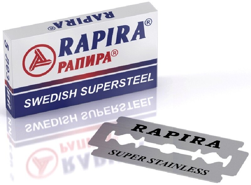 Лезвия двухсторонние Rapira "Шведская Суперсталь", классические, для T-образных бритв и шаветок, 5 шт.