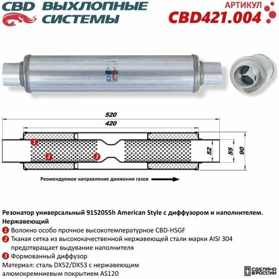 Резонатор универсальный Cbd American Style, с диффузором и наполнителем, 421.004