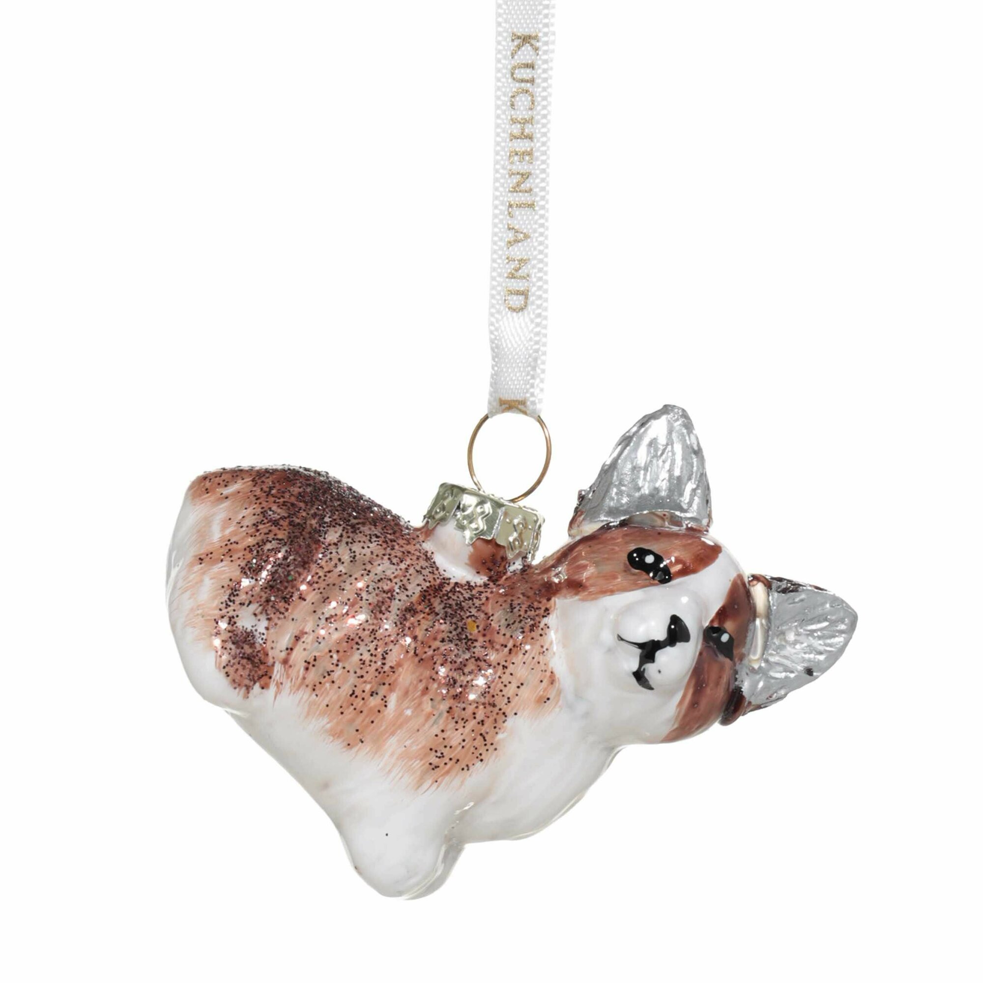 (НГ)Игрушка елочная, 5 см, стекло, Корги, Figure christmas