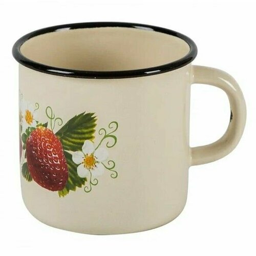 Набор кружек эмалированные 0,4 л Слоновая кость Ягоды