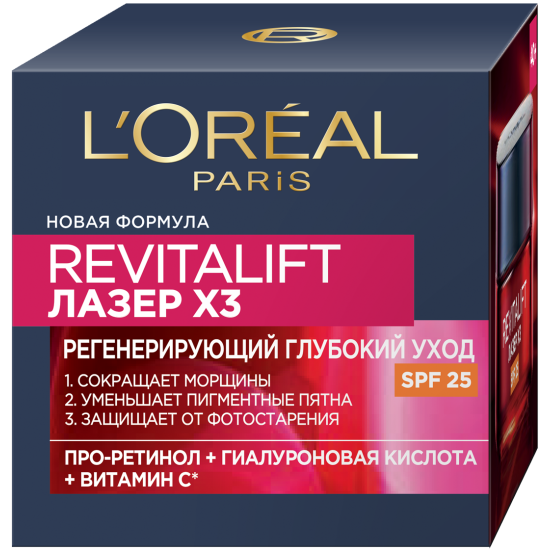 Антивозрастной дневной крем для лица L'oreal Paris Revitalift против морщин, SPF 25, 50 мл