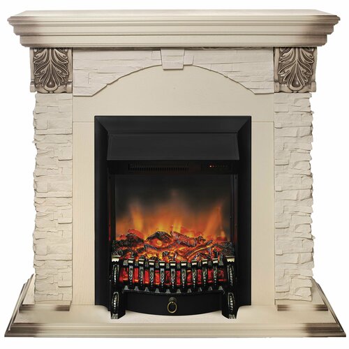 Электрокамин RealFlame DUBLIN LUX STD/EUG WT-615 с очагом Fobos Lux Black (пульт)