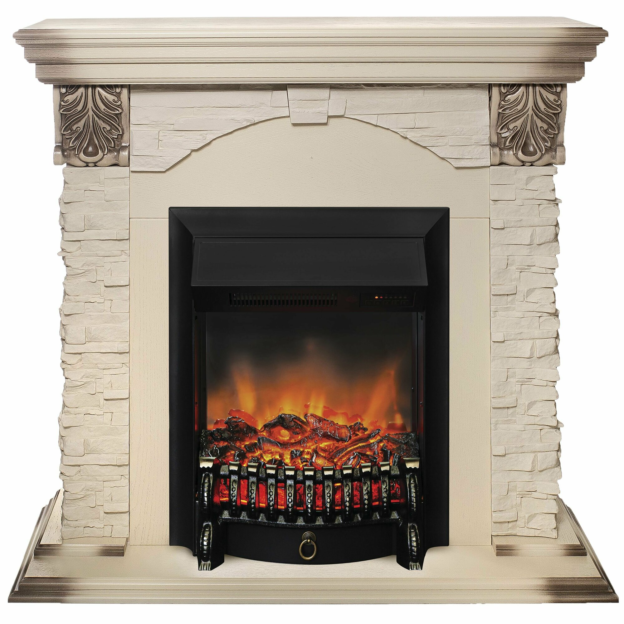 Электрокамин RealFlame DUBLIN LUX STD/EUG WT-615 с очагом Fobos Lux Black LT RC