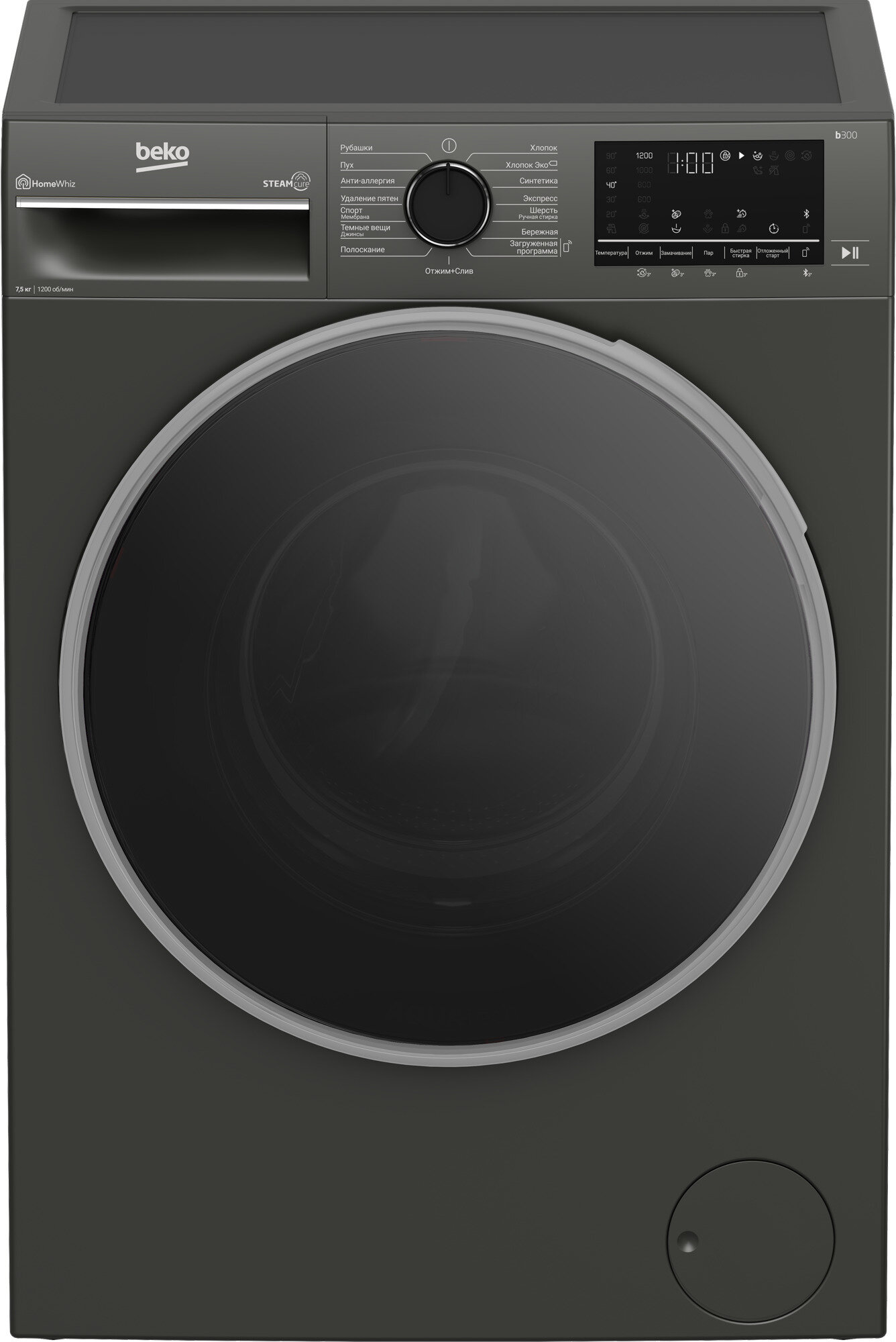 Узкая стиральная машина Beko B3WFR57H2A, 60 см, темно-серый - фотография № 5