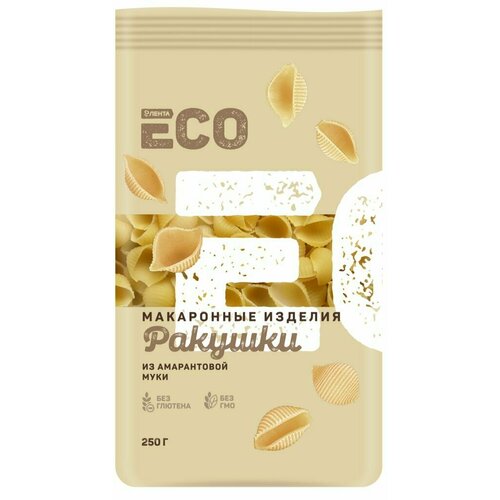 Макароны безглютеновые лента ECO Ракушки, из амарантовой муки, 250г