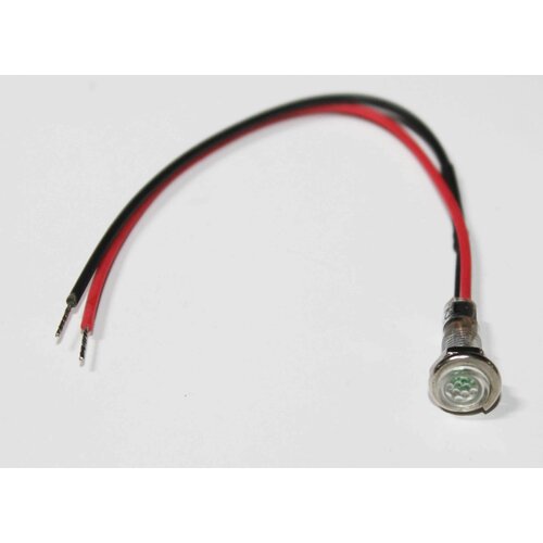 Лампа индикаторная Автоэлектроника 12В светодиод ф3мм в прозрачном корпусе с проводом зеленая 387₽