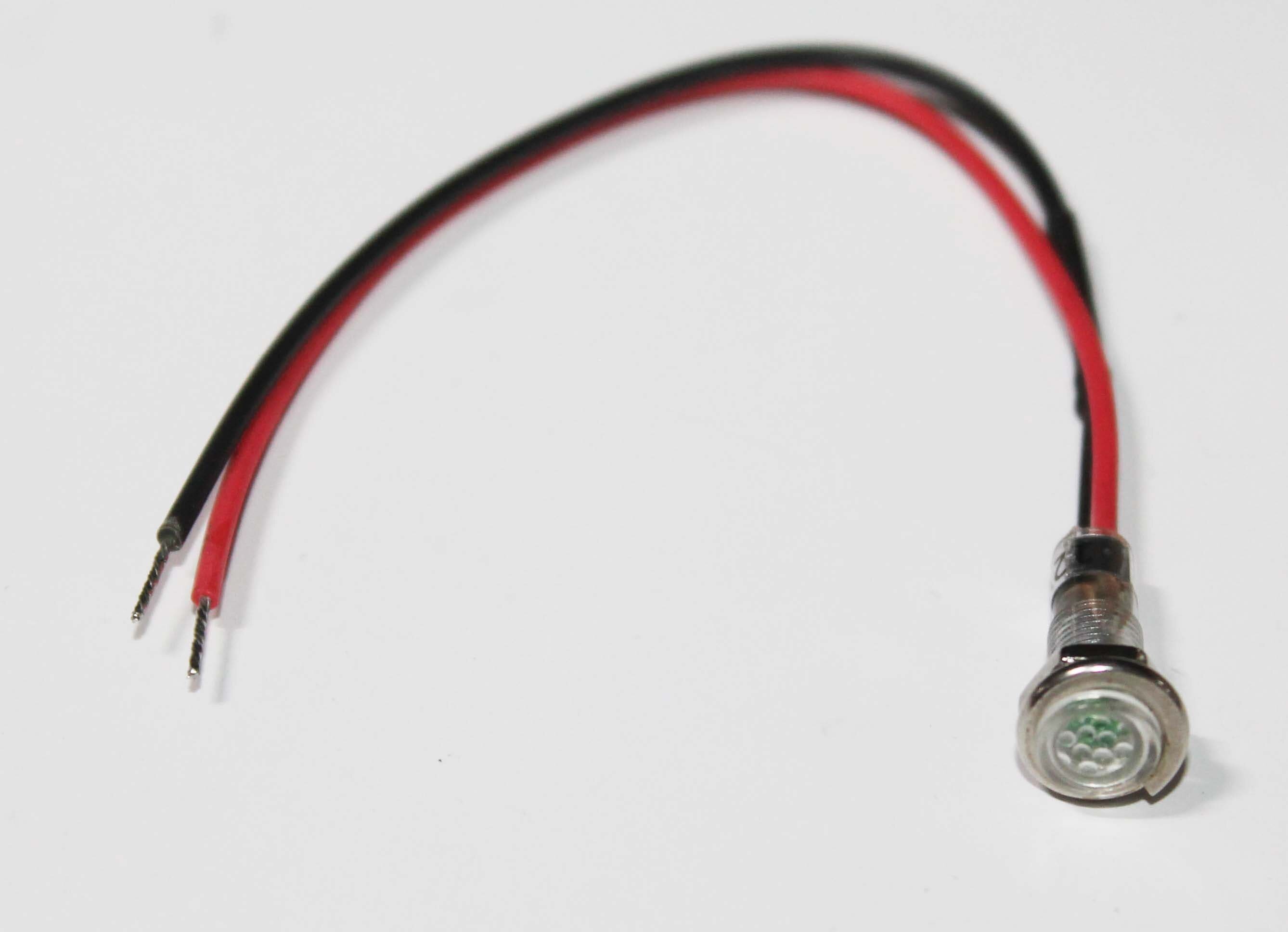 фото Лампа индикаторная Автоэлектроника 12В светодиод. ф3мм, в прозрачном корпусе, с проводом, зеленая