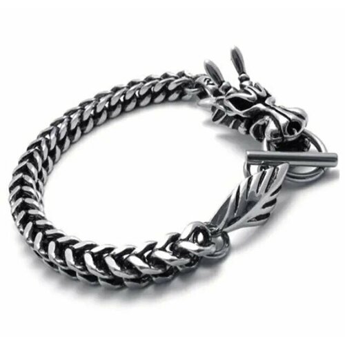 фото Браслет-цепочка дракон дракон, 1 шт., размер 21 см, размер xl, серый, серебряный