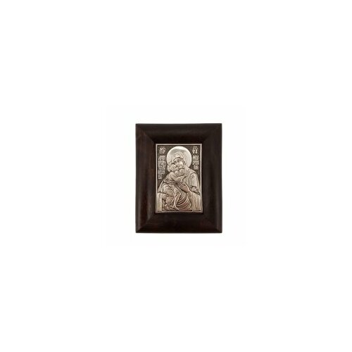 Икона гальв БМ Феодоровская средняя серебрение в деревянной рамке 9*11 #57434