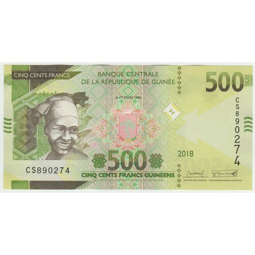 клуб нумизмат банкнота 500 франков реюньона 1971 года французский протекторат Банкнота Гвинеи 500 франков 2018 года