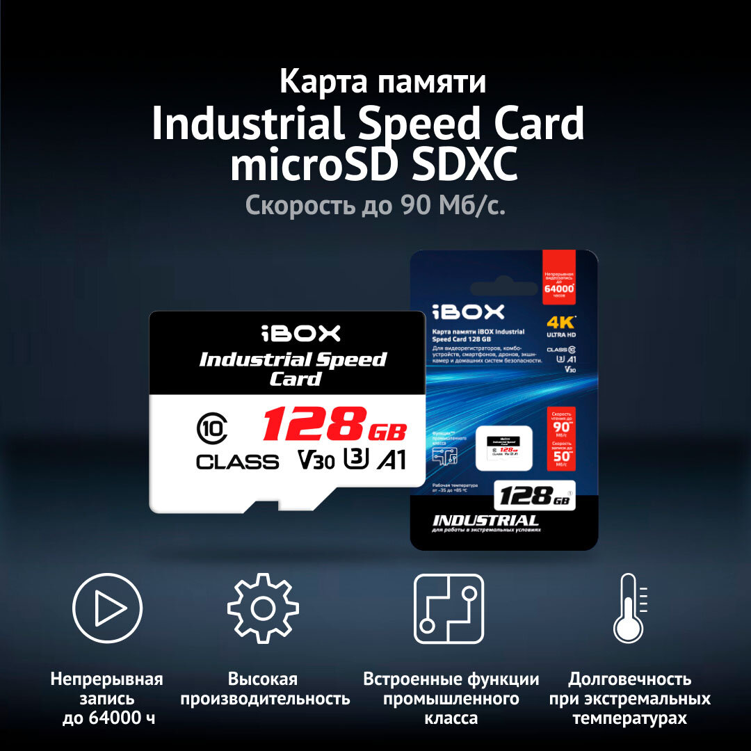 Карта памяти iBOX Industrial Speed Card 128 GB