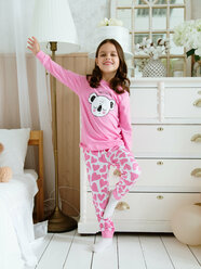 Пижама детская для девочек ohana kids/Пижама детская/ Детская пижама для девочки/Комплект домашний для девочки/размер 116