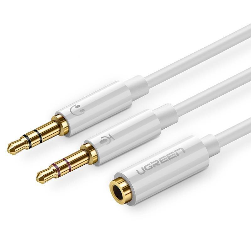 Кабель аудио UGREEN 10790_ Dual 3.5mm Male To 3.5mm Female, белый - фото №2