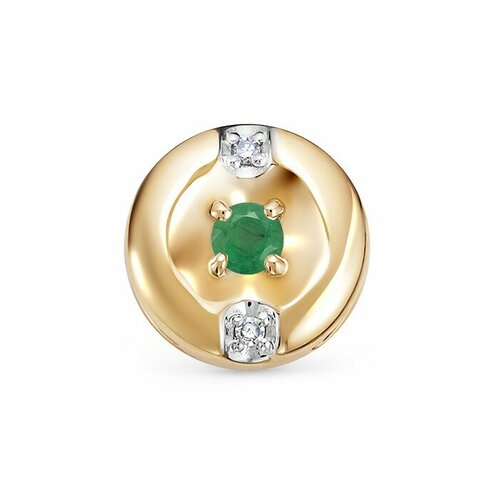 фото Подвеска vesna jewelry, красное золото, 585 проба, изумруд, бриллиант