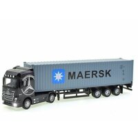 Модель масштабная грузового автомобиля Мерседес. Масштаб 1 : 43. Тягач Мерседес Actroc черного цвета с прицепом  ...
