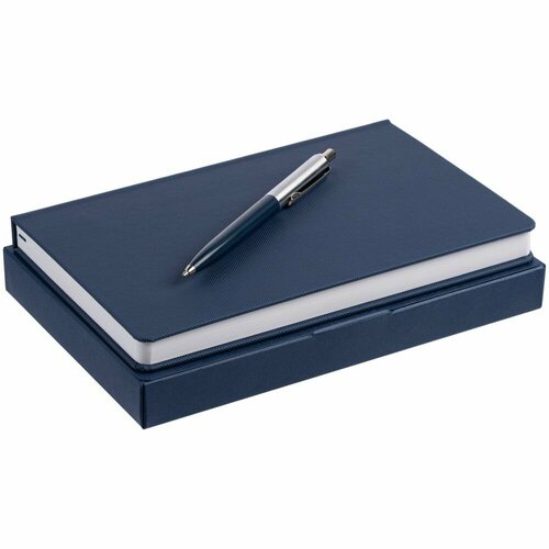 Набор Grade, темно-синий, 14х21х2,5 см, ежедневник - искусственная кожа; ручка - металл; коробка - бумага