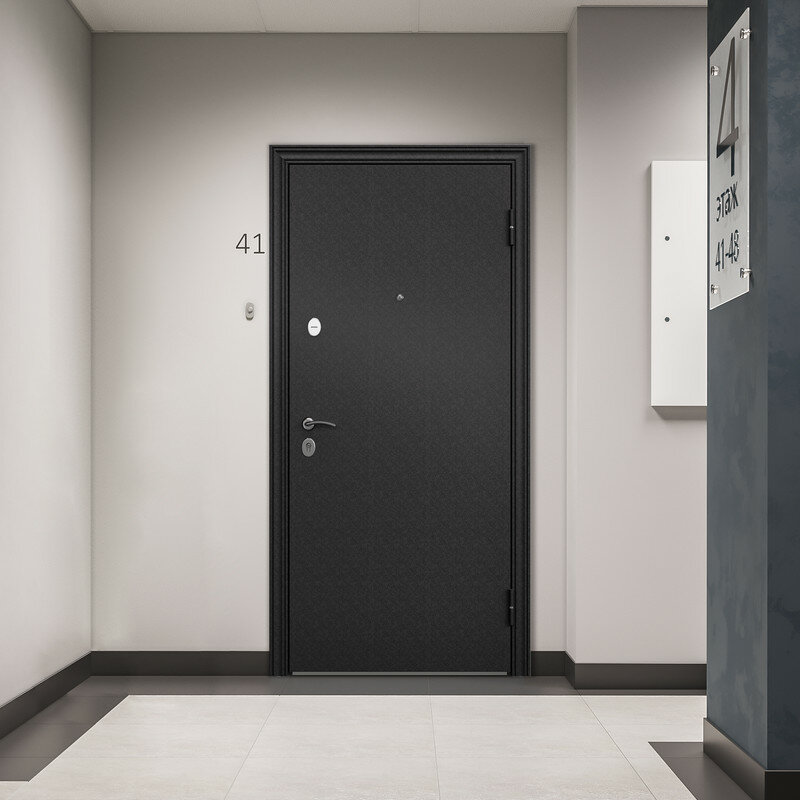 Дверь входная для квартиры Torex Flat-L 950х2050 правая, тепло-шумоизоляция антикоррозийная защита, замки 4го и 2го класса, черный/коричневый - фотография № 2