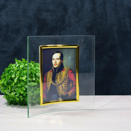 Портрет Лермонтова М. Ю. настольный в рамке для кабинета, библиотеки, офиса, 9x13 см