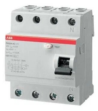 Узо ABB FH тип АС три полюса 25 A FH204 AC-25/0,03 2CSF204002R1250