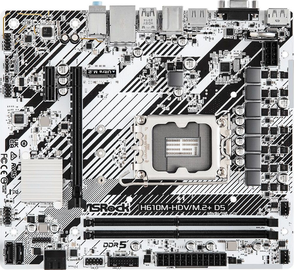 Материнская плата Asrock H610m-hdv/m.2+ D5 (lga1700, mATX)