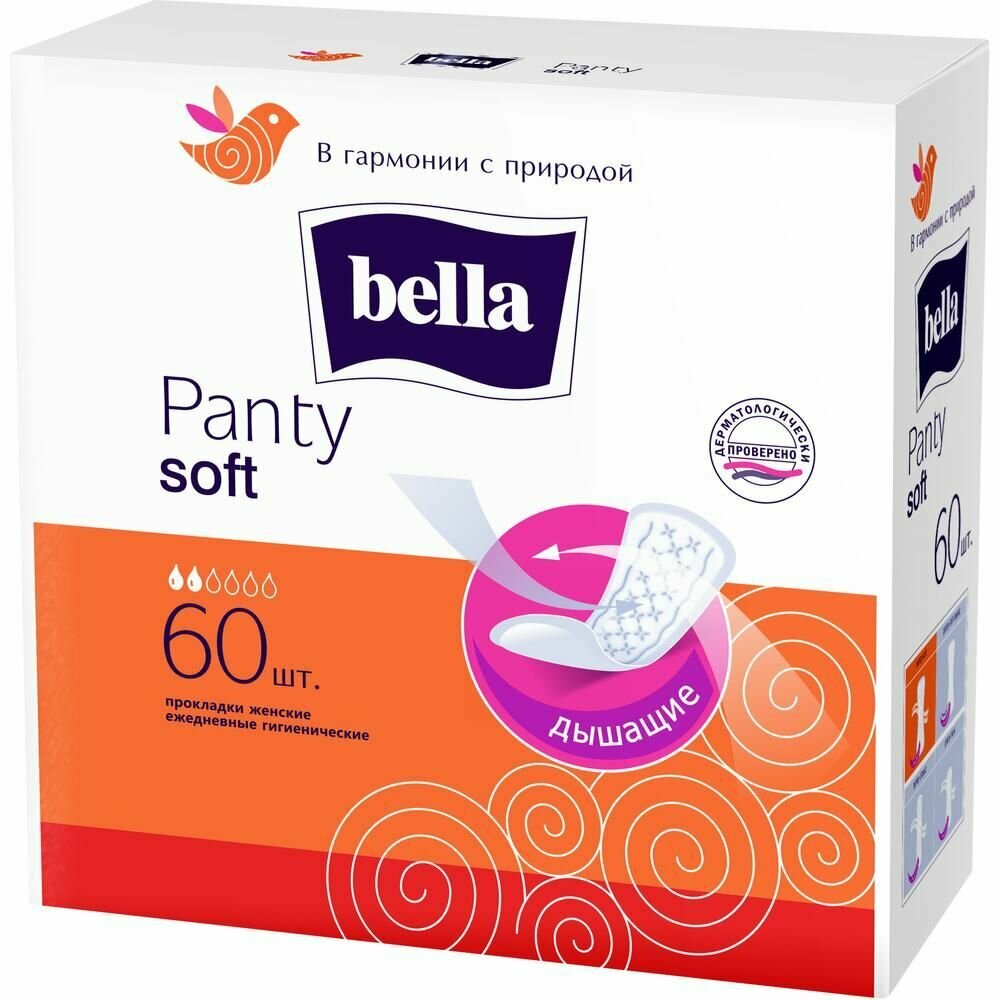 Bella прокладки ежедневные Panty soft, 2 капли, 60 шт.