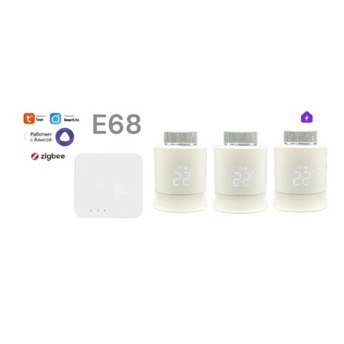 Термостат радиаторный электронный E68 Wi-fi + Шлюз Zigbee (Комплект)