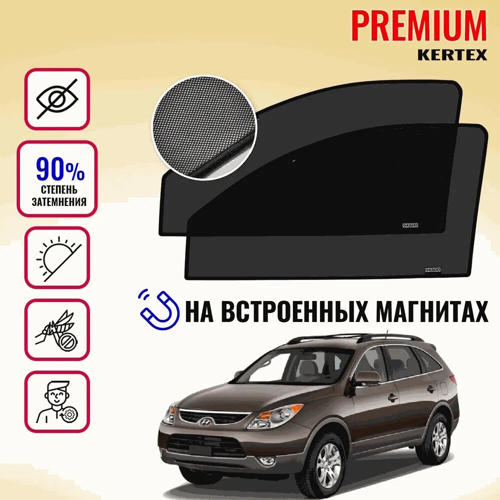 KERTEX PREMIUM (85-90%) Каркасные автошторки на встроенных магнитах на передние двери Hyundai ix55