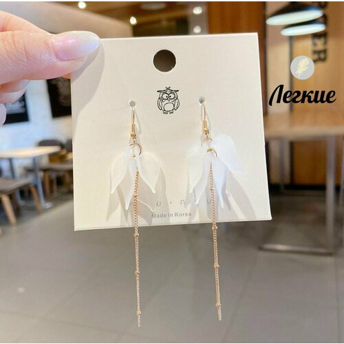 Серьги , белый
