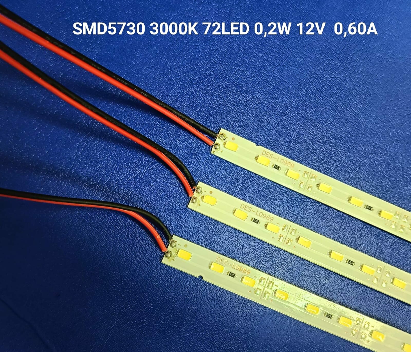 3шт Светодиодный модуль 1м 5730 3000K 72 LED 0,2W 12V 0,60А - фотография № 1