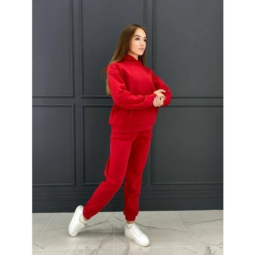Костюм спортивный , размер 44, красный повседневный флисовый спортивный костюм зимние женские комплекты 2022 толстовка с капюшоном и длинным рукавом спортивные брюки женский ко