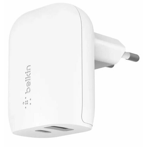 Сетевое зарядное устройство Belkin BoostCharge Dual USB-A + USB-C, 37Вт, белый