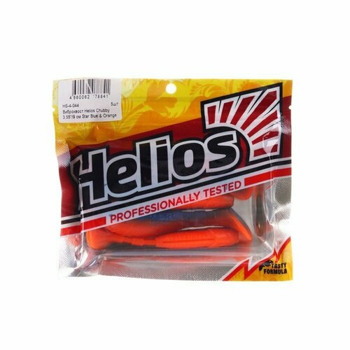виброхвост мягкая приманка helios chubby orange Виброхвост Helios Chubby Star Blue & Orange, 9 см, 5 шт. (HS-4-044) (комплект из 7 шт)