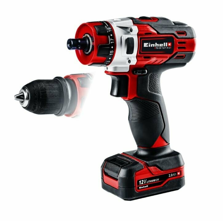 Дрель аккумуляторная Einhell TE-CD 12/1 X-Li 12В Li 2Ач 30Hм 10мм 1 аккумулятор коробка