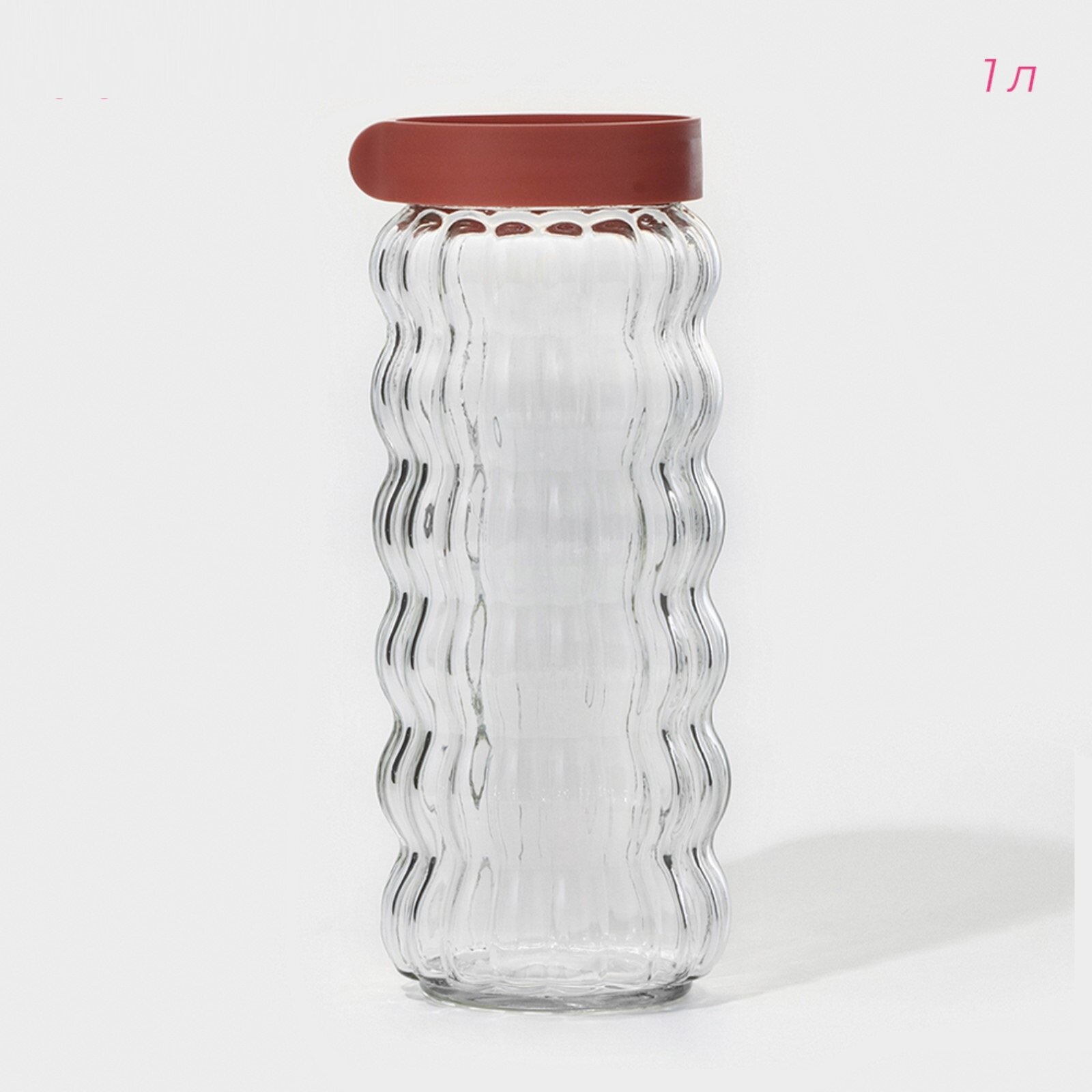 фото Банка стеклянная, высокая, для хранения сыпучих продуктов Доляна «Коралл», контейнер, с пластиковой крышкой, 9×23 см