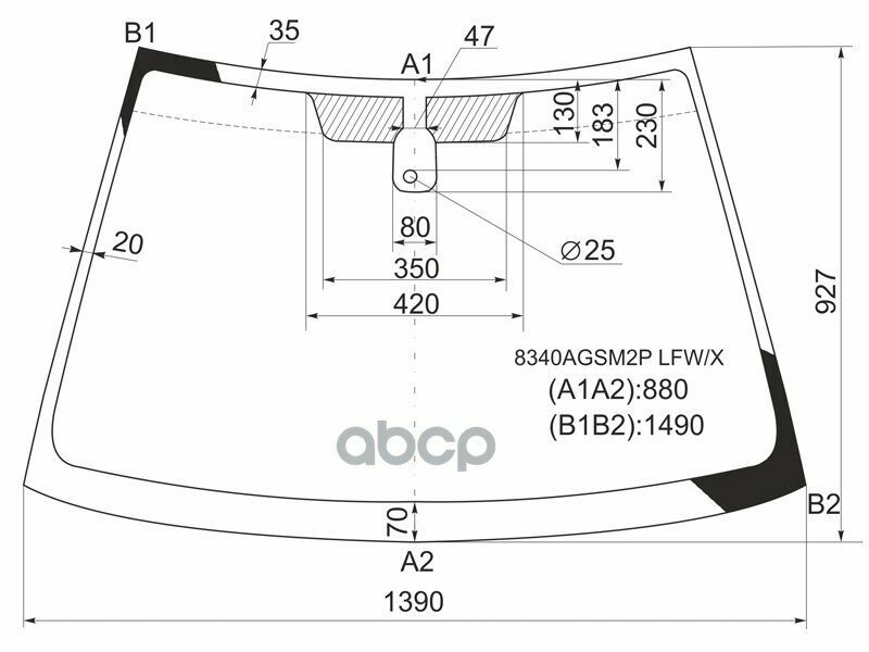 Стекло Лобовое (Датчик Дождя) Toyota Corolla (E120) 00-07 / Corolla Fielder (E120) 00-06 / Corolla J XYG арт. 8340AGSM2P LFW/X