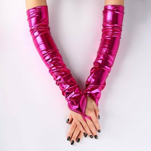 Карнавальный аксессуар перчатки-нарукавники, цвет фуксия варежки размер 6 8 фуксия розовый